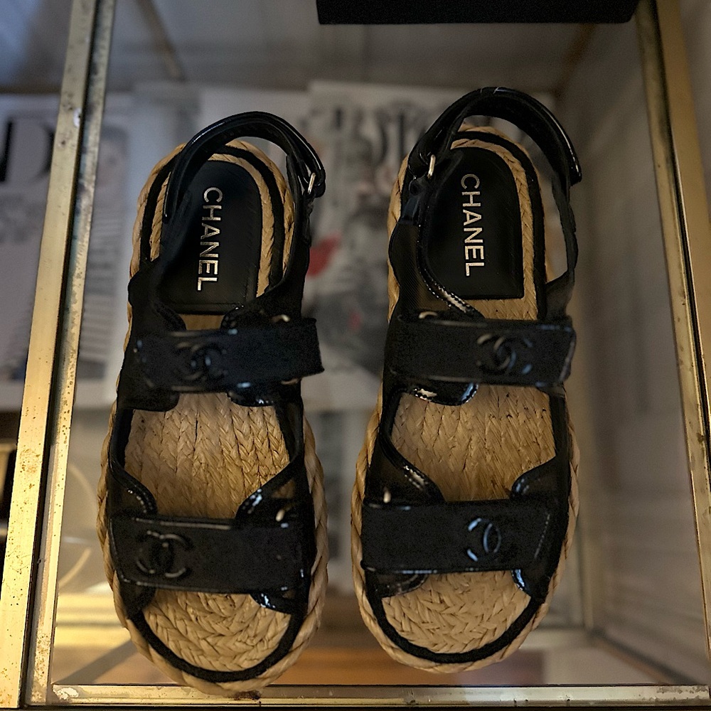 Raffia Chanel Dad Sandals
